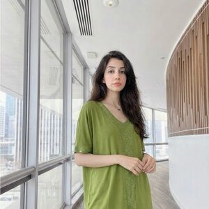 Elegant Green V-Neck Women's Top